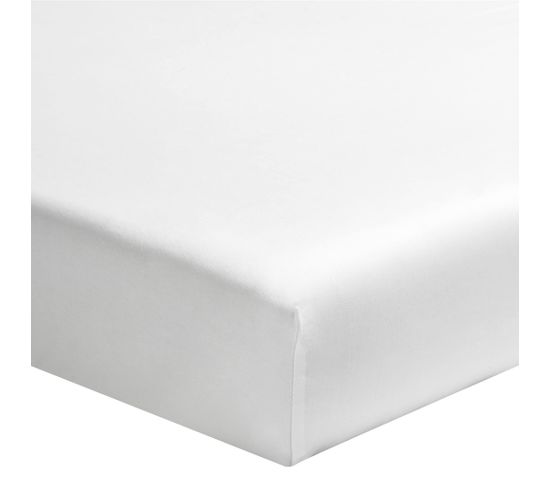 Drap Housse Percale Bonnet 30 Made In France Blanc 180x200