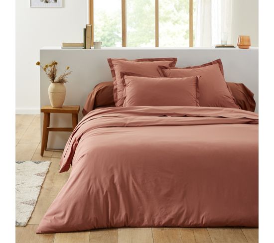 Housse De Couette Unie En Coton Terracotta 260x240