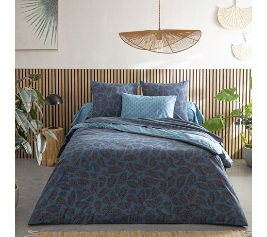 Housse De Couette Imprimée En Bambou Bleu 240x220