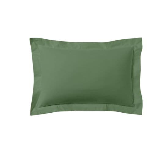 Taie D'oreiller Unie En Coton Vert De Gris 50x70