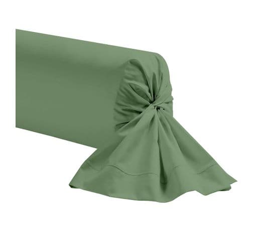 Taie De Traversin Unie En Coton Vert De Gris 85x185