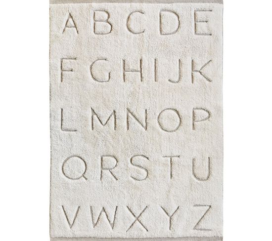 Tapis Enfants Lavable En Coton Motif Alphabet Relief Naturel 100x150 - Kids Abc