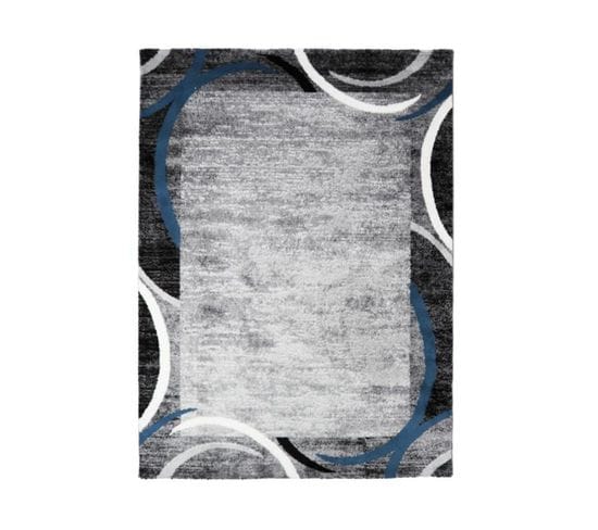 Tapis à Encadré Motifs Abstraits Bleu 120x170 - Metro