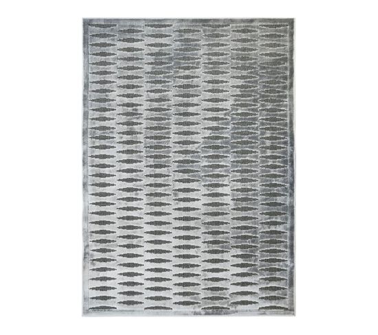 Tapis Avec Relief Motif Horizontal Gris 120x170 - Emprise Horizontal