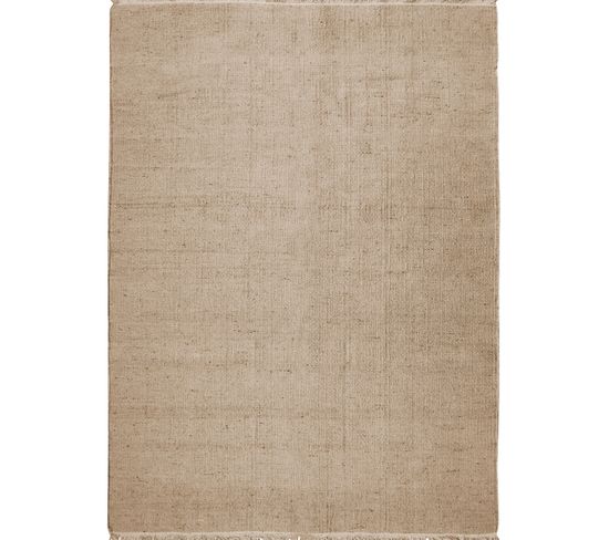 Tapis En Jute Et Coton Avec Franges Natural 120x170 - Essence