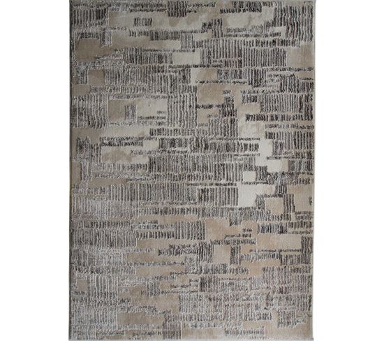 Tapis Vintage Motif Kapla Beige 120x170 - Goyave Kapla