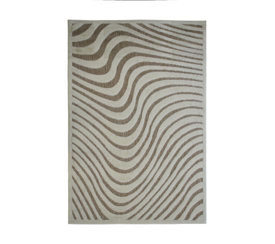 Tapis Intérieur Et Extérieur Motif Vibes En Relief Beige 120x170 - New Age Vibes