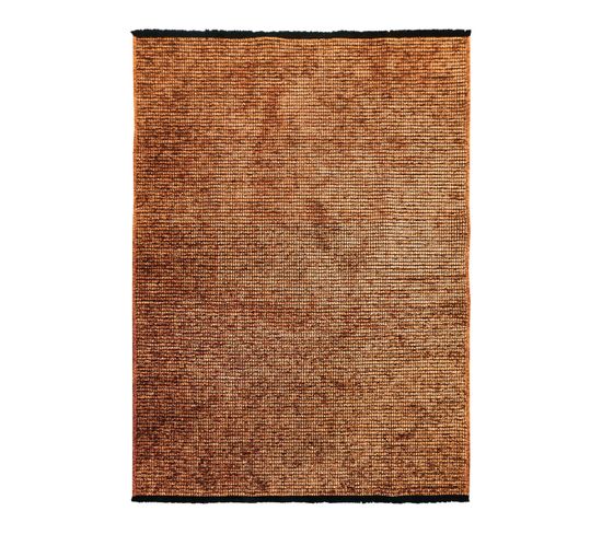 Tapis Tissé Plat Coton Noir Et Reflet Lumière Orange 120x170 - Milano