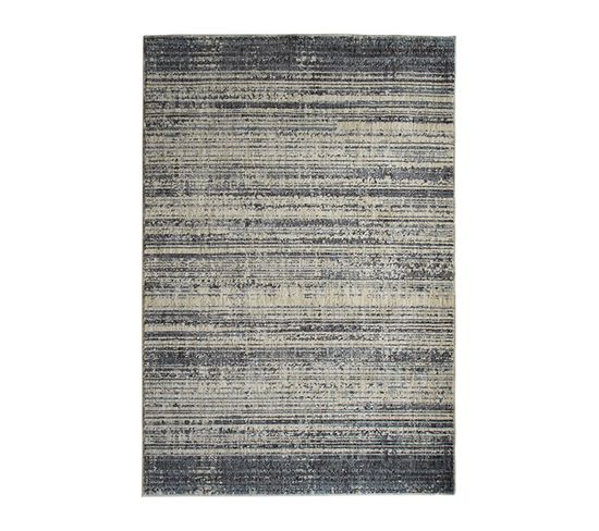 Tapis Recyclé Motif Lignes Gris Noir 120x170 - Recycle Lines