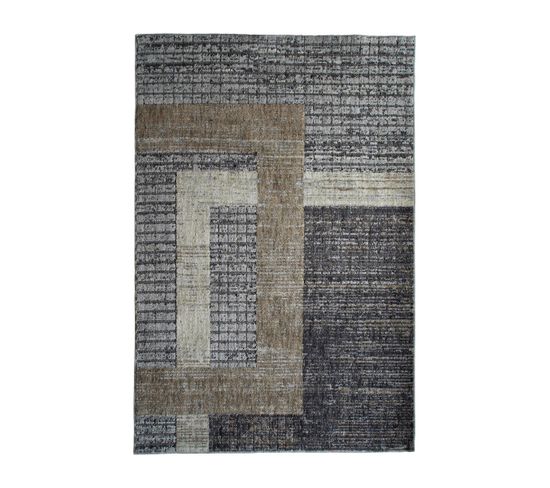 Tapis Recyclé Motif Croisement Gris Noir 120x170 - Recycle Croisement