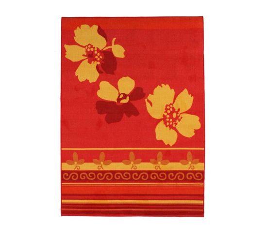 Tapis à Motifs Fleurs Rouge 133x190 - Roses