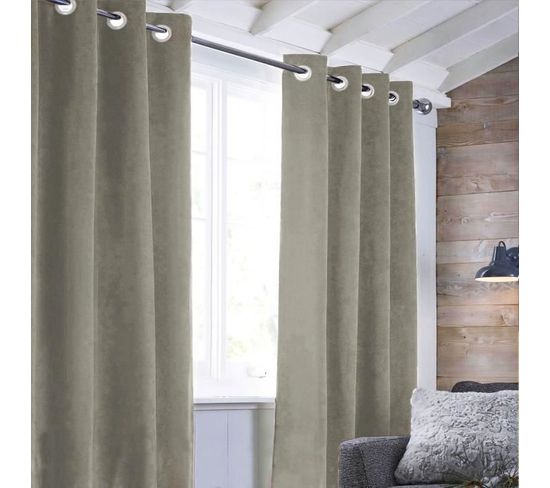 Rideau À oeillets Suèden 100% Polyester 140x250 Cm Taupe