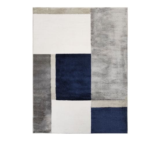 Tapis Graphique Contemporain Gris Bleu 150x200 - Moderna