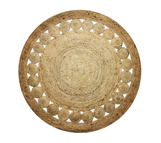 Tapis Rond En Jute Rosace Naturel Diam.160 - Funny Jute