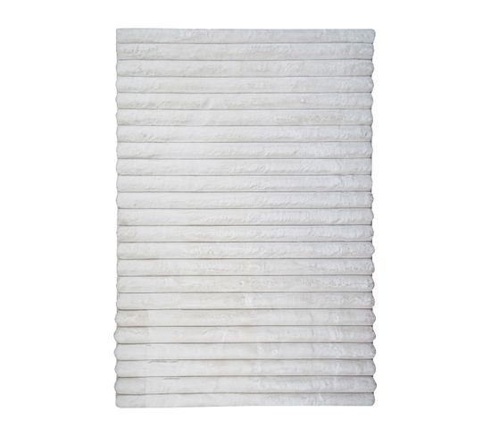 Tapis à Relief Lignes Extra-doux Blanc 160x230 - Nordik Lignes