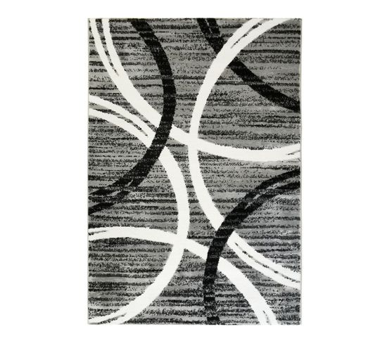 Tapis Effet Laineux Motifs Arches Gris 160x230 - Undergood Archy