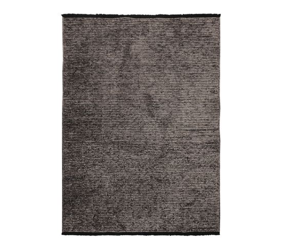 Tapis Tissé Plat Coton Noir Et Reflet Lumière Anthracite 160x230 - Milano