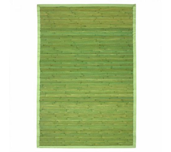 Tapis En Bambou Larges Lattes Et Ganse Vert 160x230 - Solo Bamboo