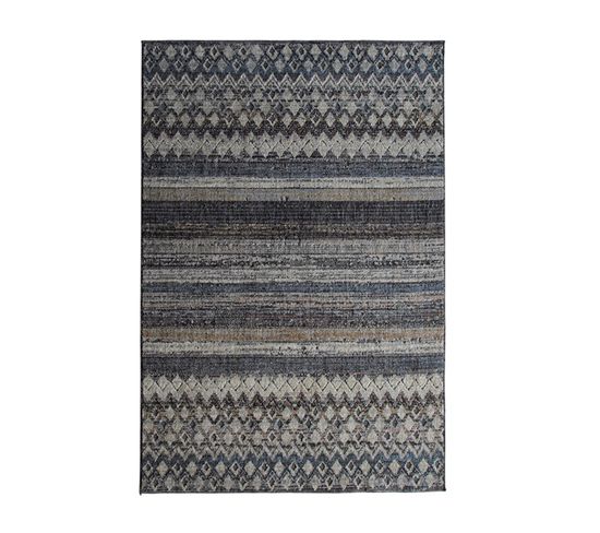 Tapis Extra-doux Motif Horizon Gris Noir Beige 160x230 - Recycle Horizon