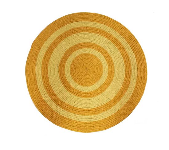 Tapis En Coton Effet Cordage Bi-colore Jaune Diam.70 - Tamtam