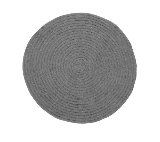 Tapis En Coton Effet Cordage Gris Diam.70 - Tamtam