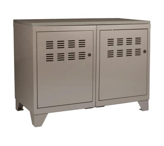 Meuble Rangement Metallique 2 Portes Taupe Armoire Et Caisson De Bureau But