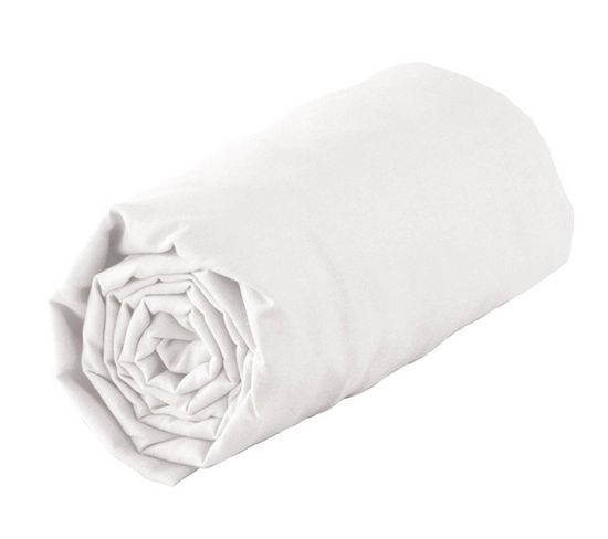 Drap Housse 100 % Coton 57 Fils - 120x200 Cm - Blanc