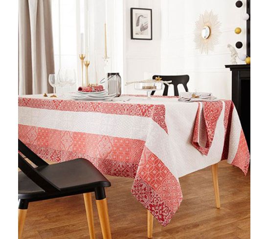 Nappe Rectangulaire Enduite "mosaïque" - 150x300 Cm - Rouge