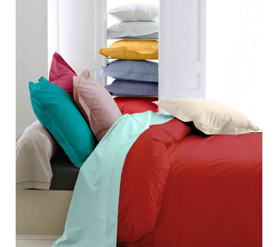 Housse De Couette Percale Made In France Rouge 200x200