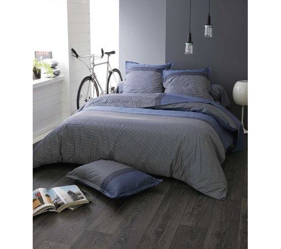 Housse De Couette En Satin De Coton - 260x240 Cm - Bleu Foncé