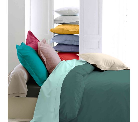 Housse De Couette Percale Made In France Vert 200x200