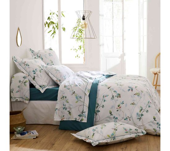 Parure De Lit Percale Flâner Jade Blanc 260x240