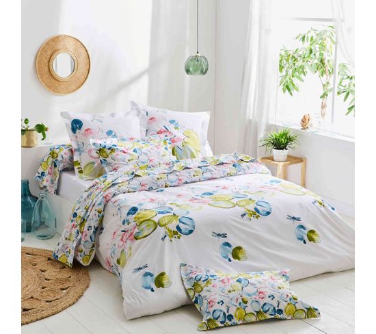 Parure De Lit Percale Nenuphar Blanc 200x200