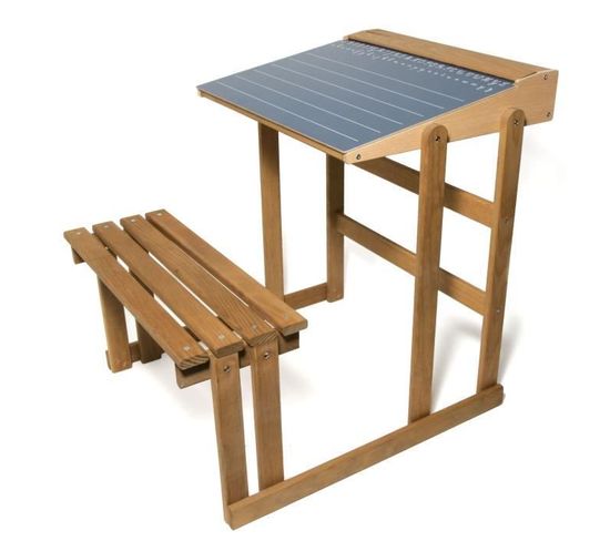 Bureau D'ecolier En Bois - Teinté Chene Hauteur 60 Cms