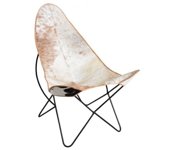 Fauteuil En Métal Et Peau De Vache