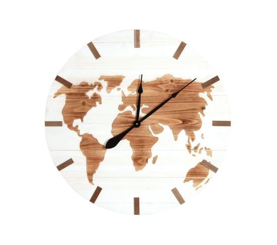 Horloge Mappemonde En Bois