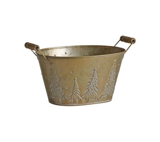 Corbeille En Métal Sapin De Noël 23 Cm Doré