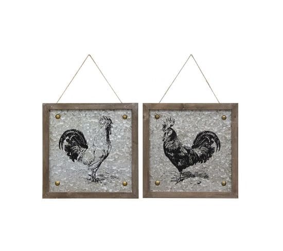 Cadre Coq Et Métal Et Bois (lot De 2)