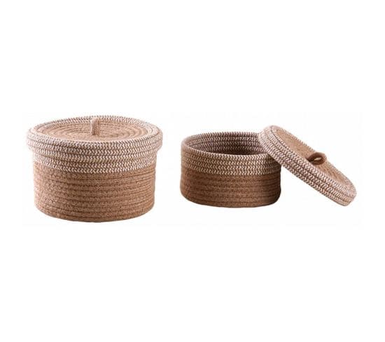 Boite En Jute Naturelle Et Blanche (lot De 2)