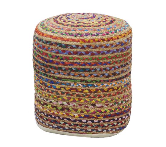 Pouf En Coton Et Jute Multicolore