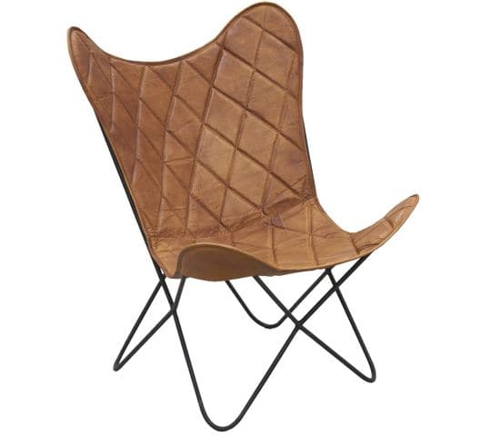 Fauteuil Butterfly En Cuir Marron