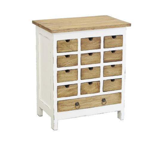 Commode 13 Tiroirs En Acajou Naturel Et Blanc