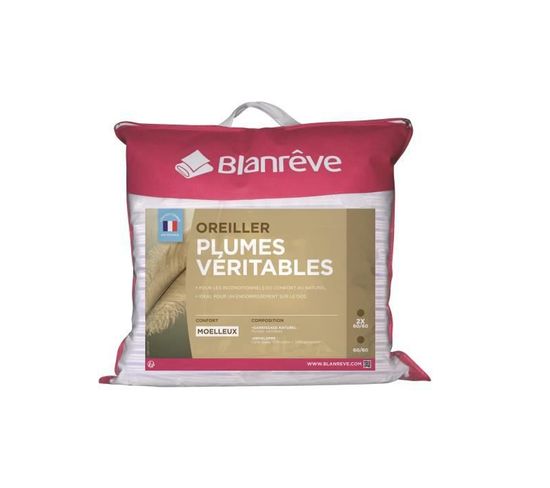 Lot De 2 Oreillers Plumes - 60x60 Cm