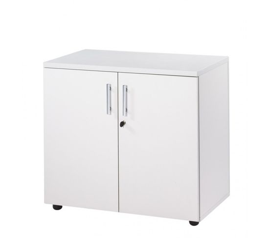 Armoire De Bureau Basse 2 Portes Blanche Ineo