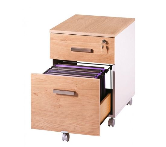 Caisson De Bureau 2 Tiroirs Blanc Chêne