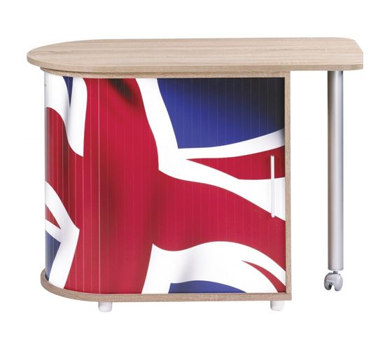 Bureau Chêne Table Pivotante Et Rangement - Coloris: Drapeau Anglais 701