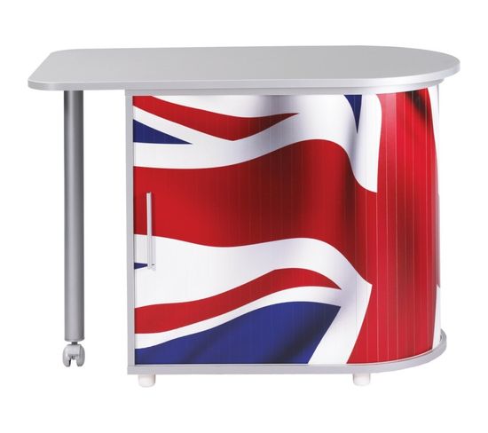 Bureau Informatique Alu Table Pivotante Et Rangement L 77 H 71.7 P 47 Cm - Drapeau Anglais 701