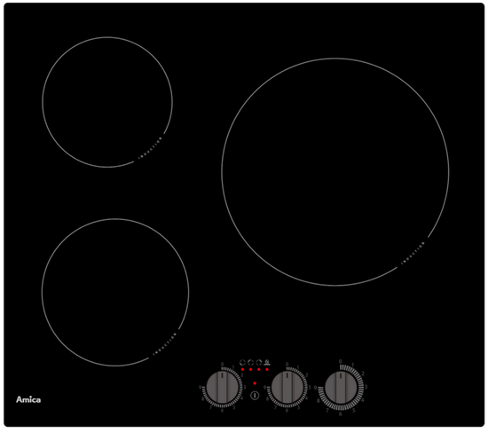 Table De Cuisson Induction 58cm 3 Feux 5500w Noir - Aim3530