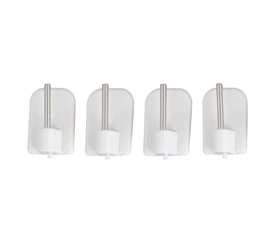 4 Supports Adhésifs Plastique - 2.3x1.5 Cm - Blanc