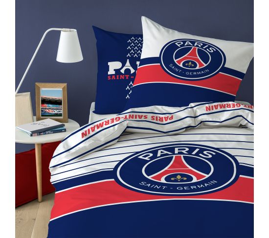 Parure De Lit Imprimée 100% Coton, Psg Logo 140x200+63x63cm